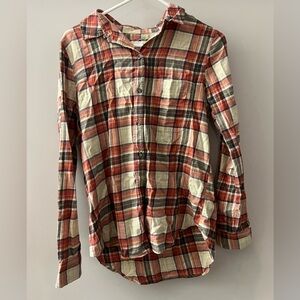 SO Men's Casual Plaid Button-Down Shirt - Red, Black, Cream